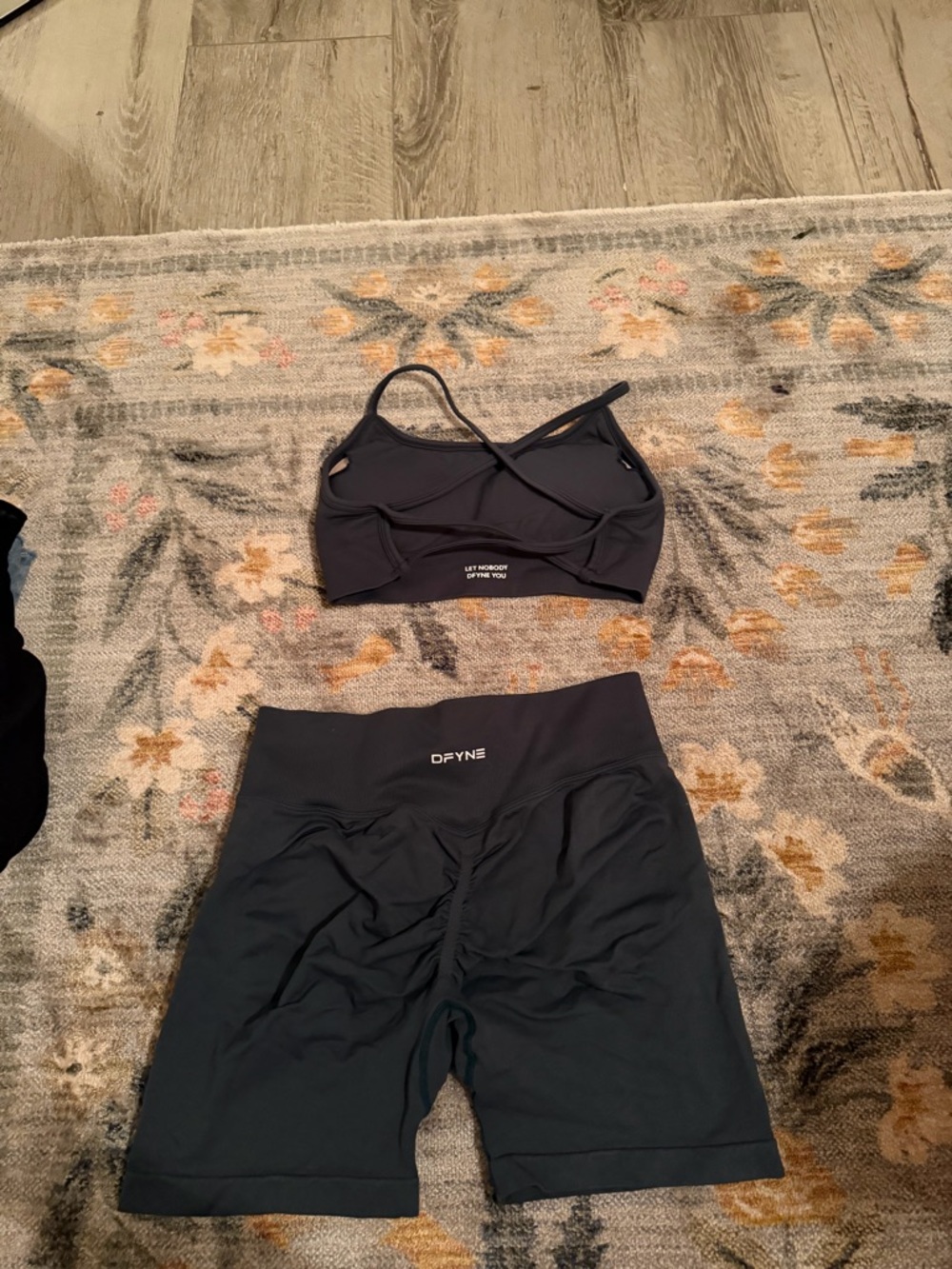 DFYNE Black Strappy Sports Bra and High-Waist Bike Shorts Set